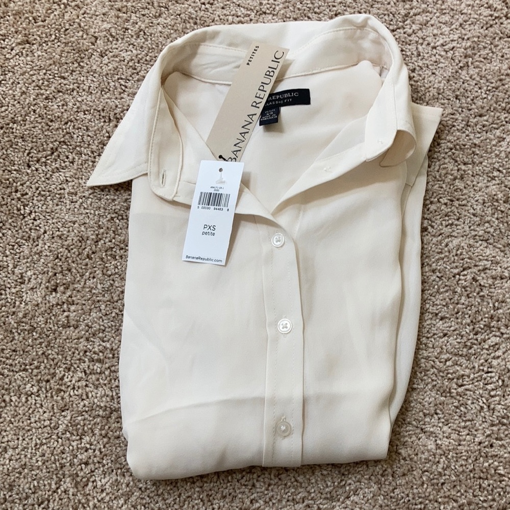 White Blouse Polo Banana Republic PXS NWOT